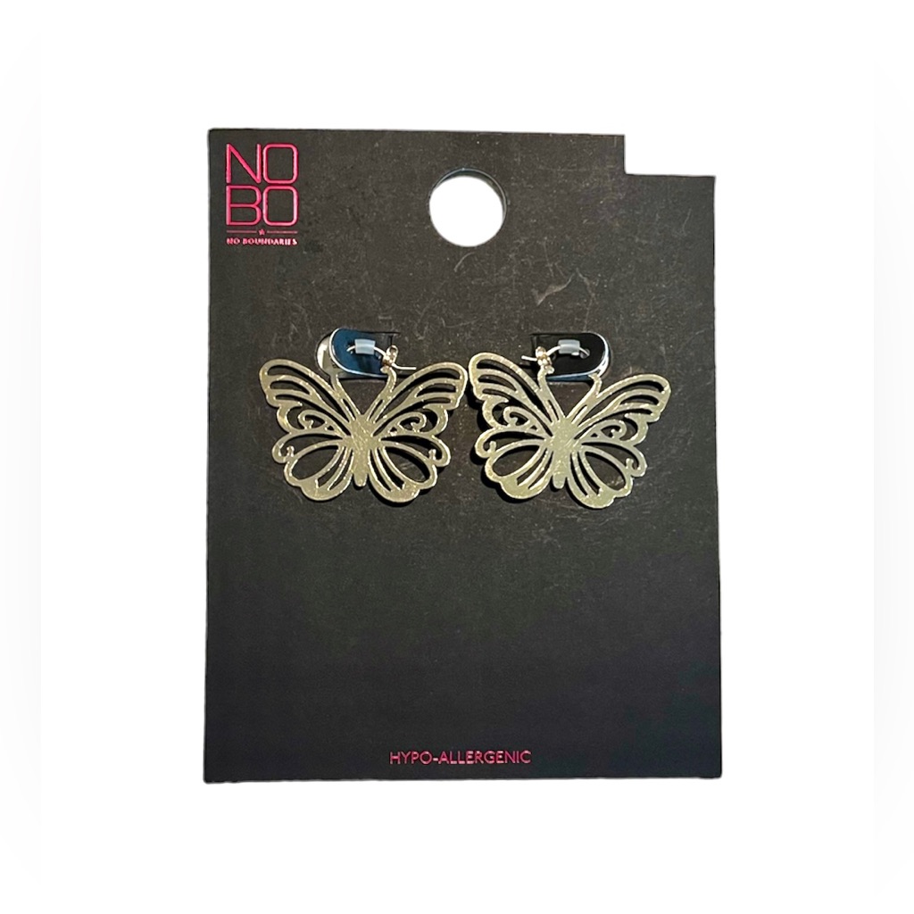 Butterfly Gold Tone Earrings - No Boundaries - Nwt 8$